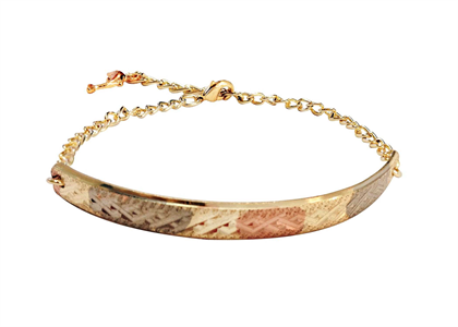 3 Tone  Plated Diamond Cut Bangle Bracelet